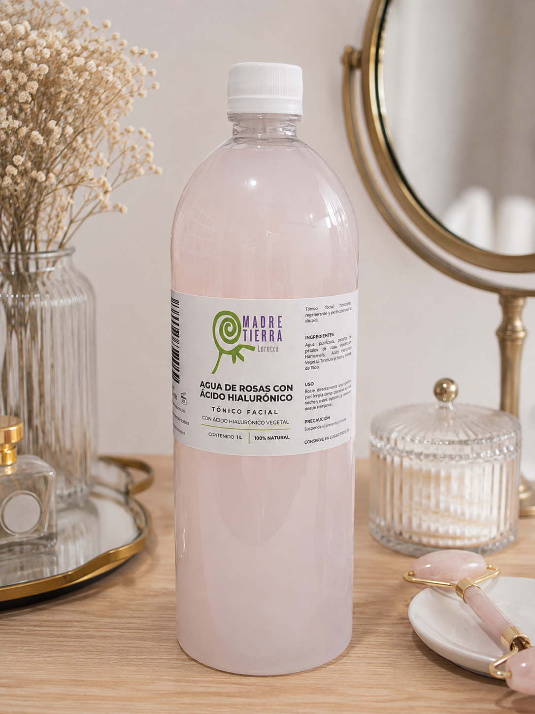 Agua de Rosas con acido hialuronico 1 L