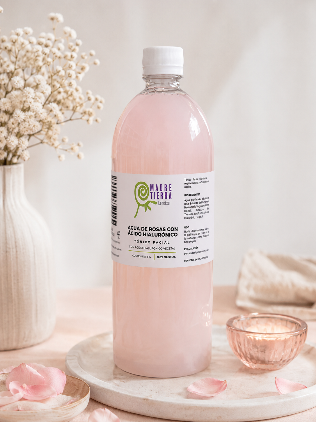 Agua de Rosas con acido hialuronico 1 L