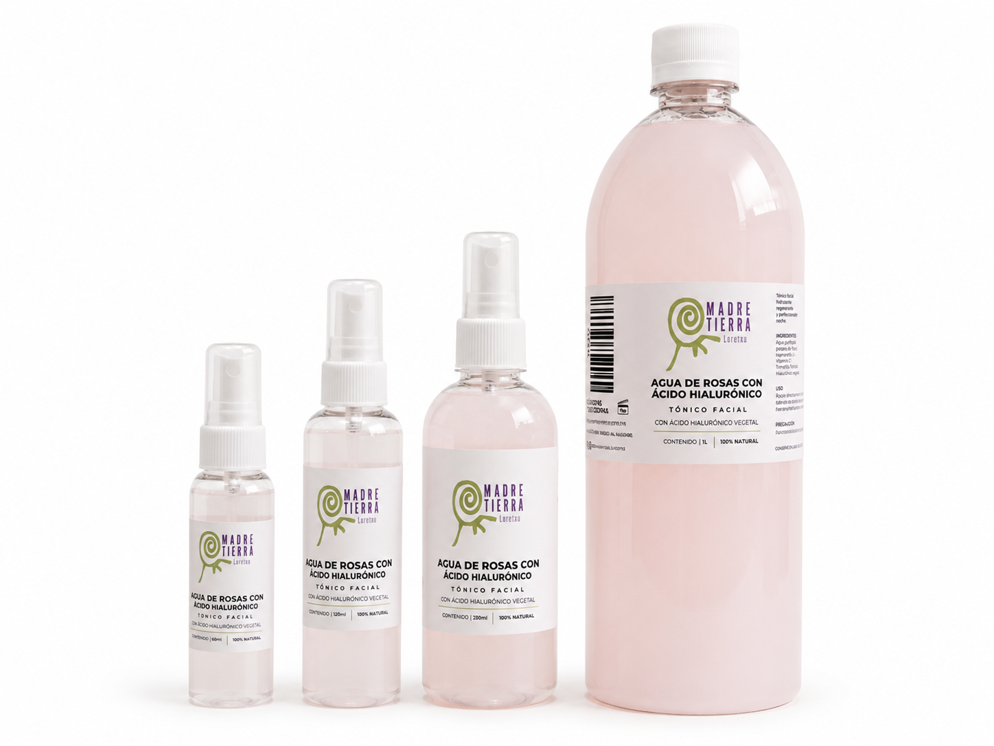 Agua de Rosas con Ácido Hialurónico (60 ml , 120 ml , 250 ml y 1 litro) Tónico Facial