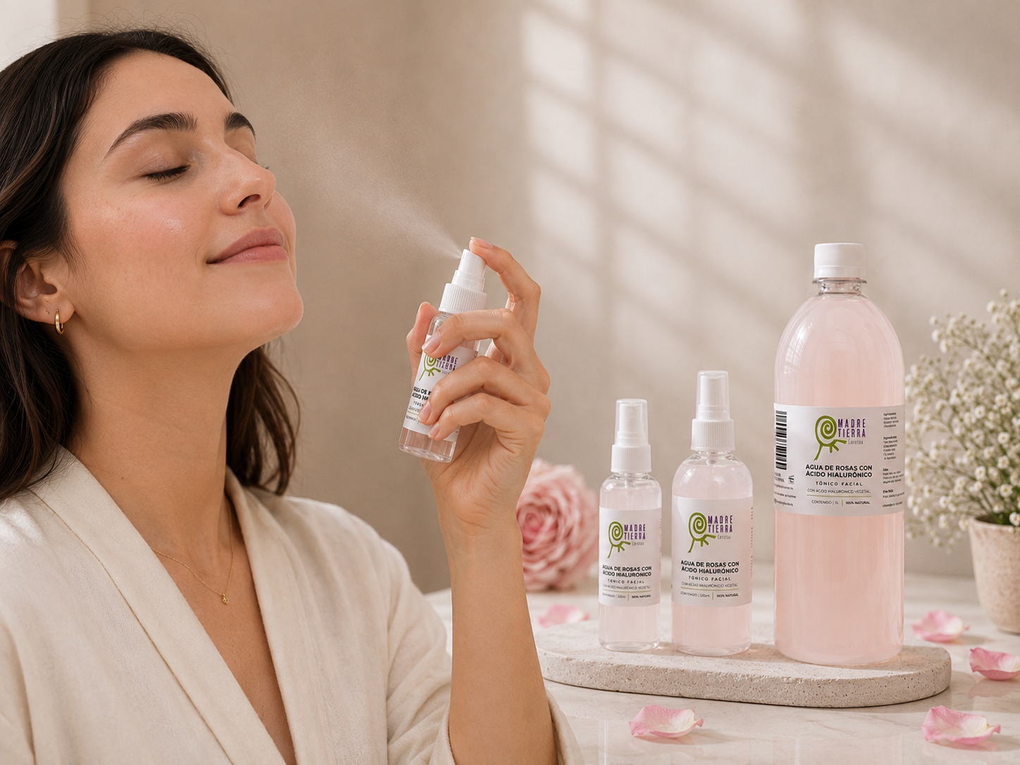 Agua de Rosas con Ácido Hialurónico (60 ml , 120 ml , 250 ml y 1 litro) Tónico Facial
