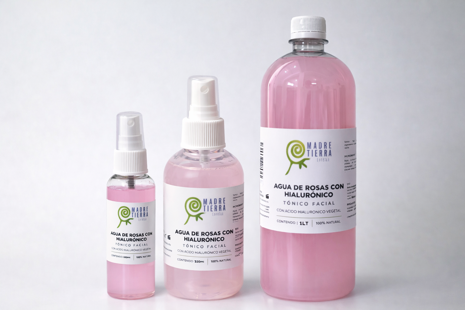 Agua de Rosas con Ácido Hialurónico (60 ml , 120 ml , 250 ml y 1 litro) Tónico Facial