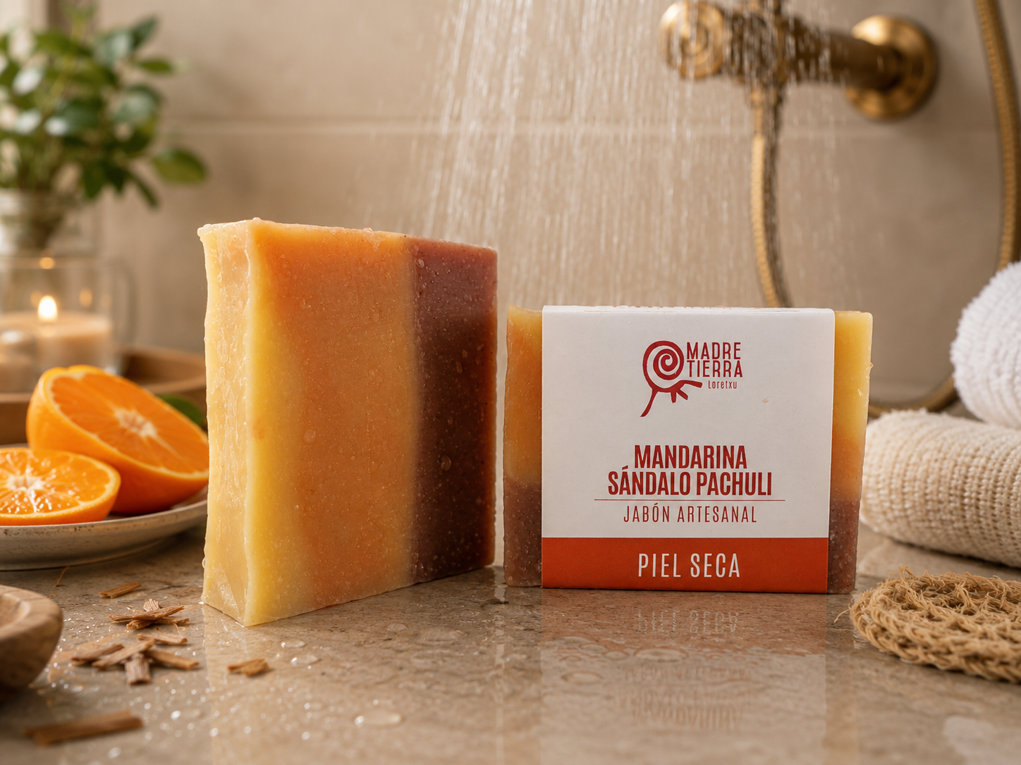 Jabón en Barra Mandarina Sándalo Pachuli (110 g aprox)