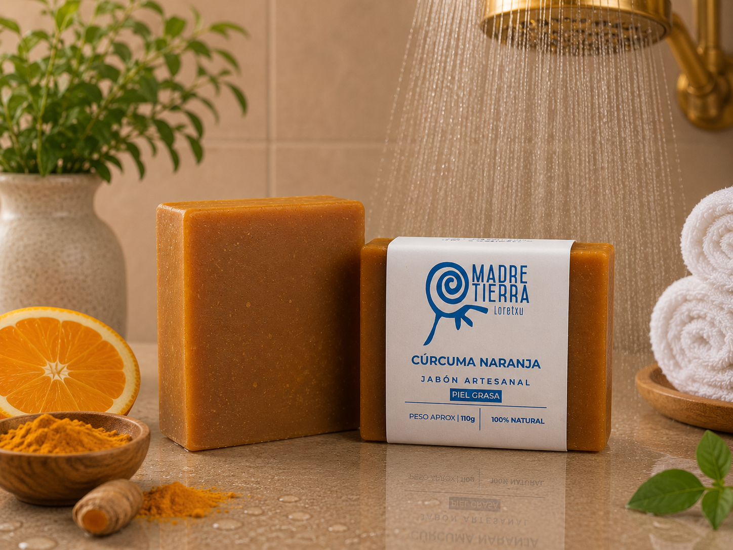 Jabón Cúrcuma Naranja (110 g aprox)