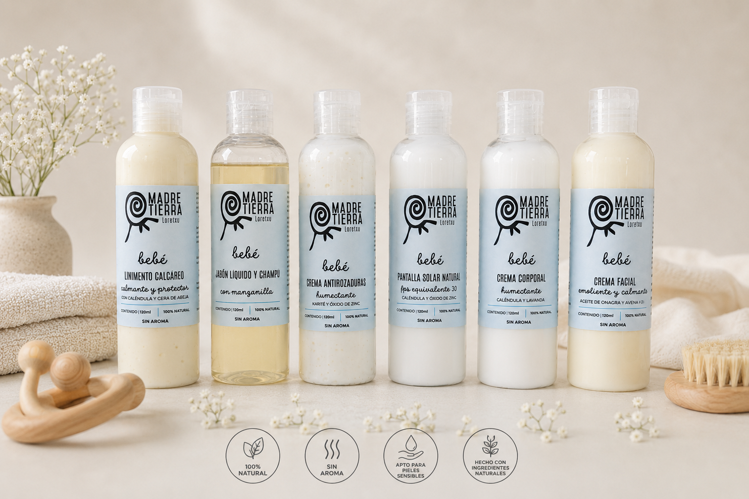 Jabón líquido y champú natural para  bebé 100% natural 120 ml