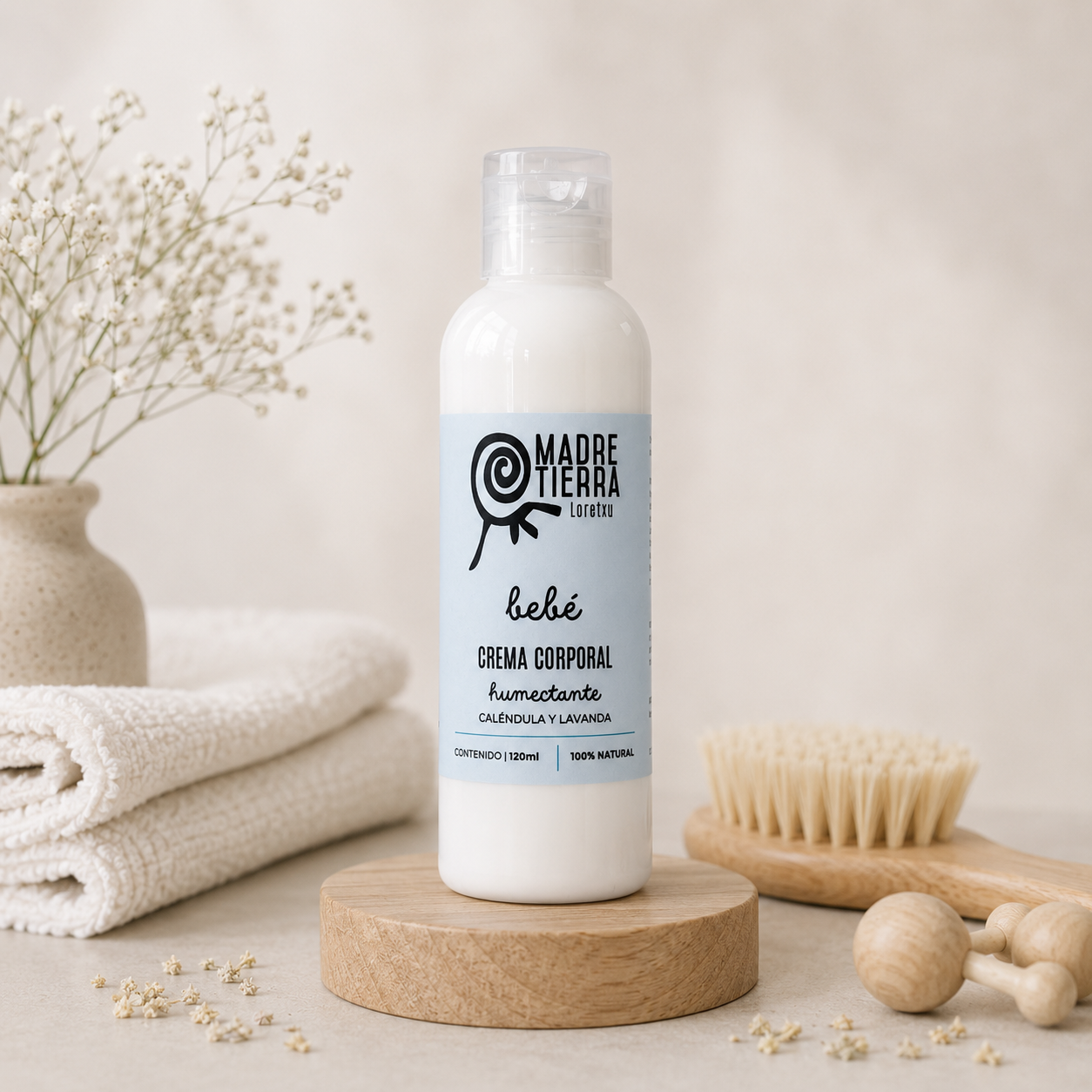 Crema corporal humectante para bebé con caléndula y lavanda 120 ml