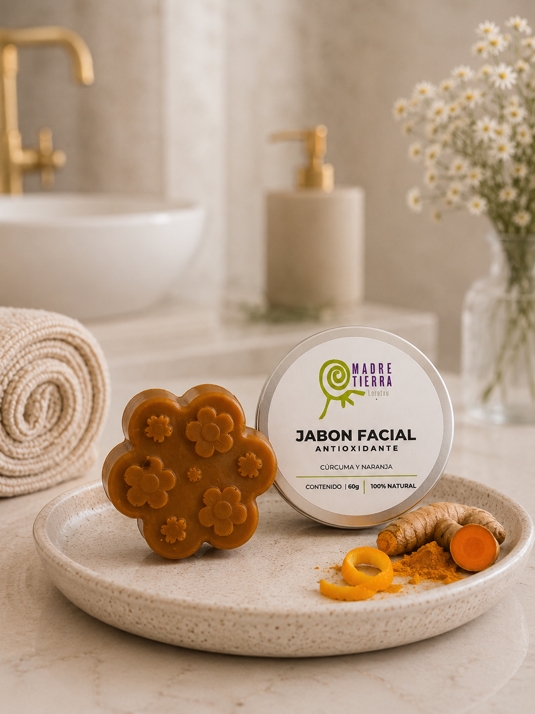 Jabón facial de Cúrcuma Naranja 60 g