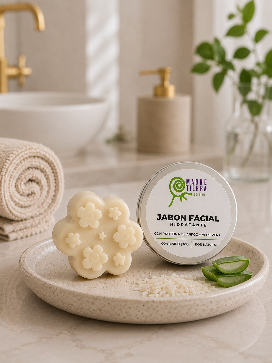 Jabón facial de Arroz y Aloe Vera 60 g