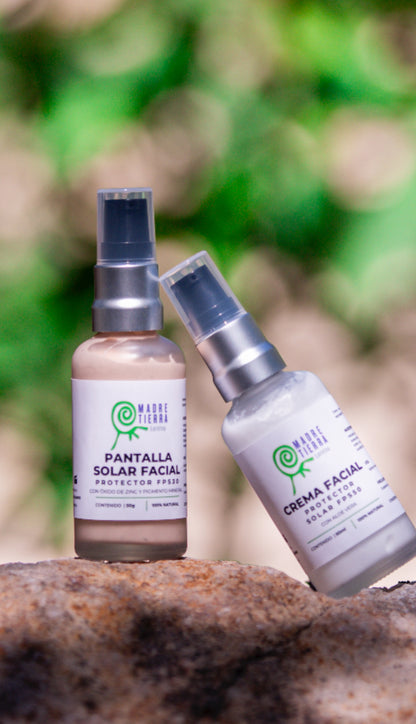 Pantalla solar facial con color