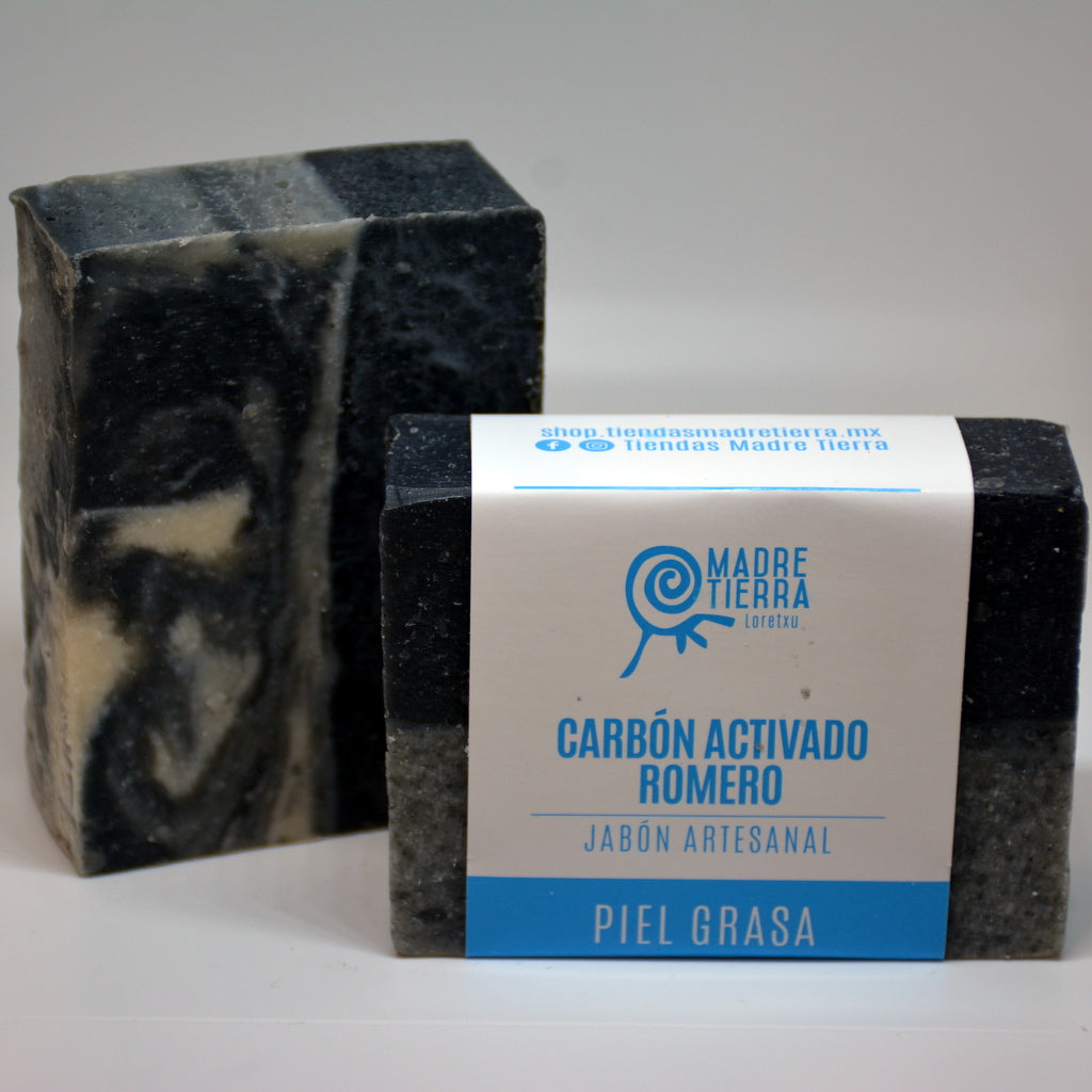 Jabón en Barra de Carbón Activado y Romero (110 g aprox)